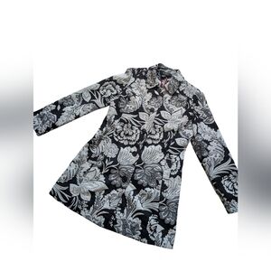 Peck & Peck Black And White Floral Jacquard Jacket